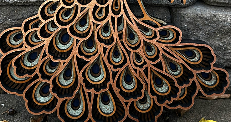 Layered Peacock Wall Hanging
